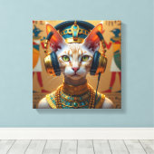 NEFERTITI KONINGIN VAN DE NIJL-DEVON REX KAT CANVAS AFDRUK (Insitu (Houten vloer))