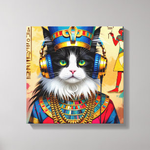 NEFERTITI KONINGIN VAN DE NIJL-PERS CAT CANVAS AFDRUK