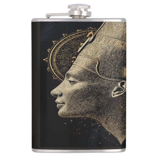 Nefertiti Moderne Silhouette Lijnkunst  Heupfles (Voorkant)