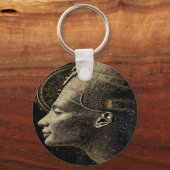 Nefertiti Moderne Silhouette Lijnkunst Sleutelhanger (Voorkant)