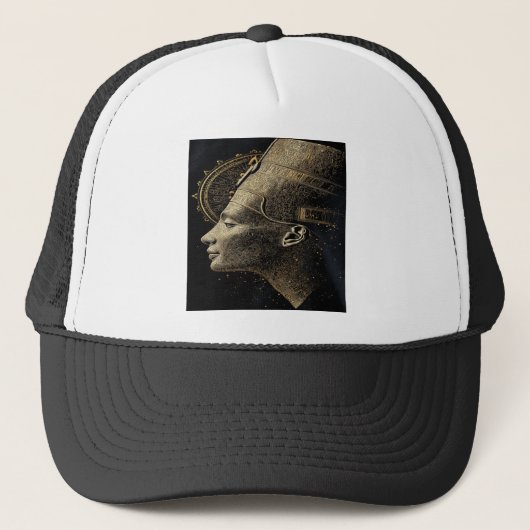 Nefertiti Moderne Silhouette Lijnkunst Trucker Pet (Voorkant)