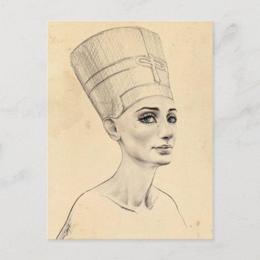 Nefertiti portret tekening Ancient Egypt papyrus Briefkaart (Voorkant)
