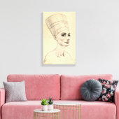 Nefertiti portret tekening Ancient Egypt papyrus Canvas Afdruk (Insitu (Woonkamer))