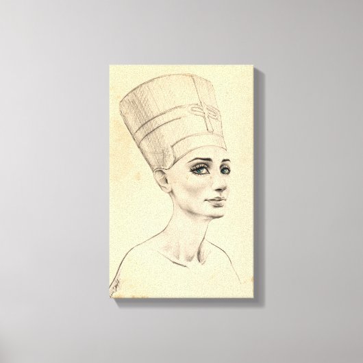 Nefertiti portret tekening Ancient Egypt papyrus Canvas Afdruk (Voorkant)