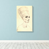 Nefertiti portret tekening Ancient Egypt papyrus Canvas Afdruk (Insitu (Houten vloer))