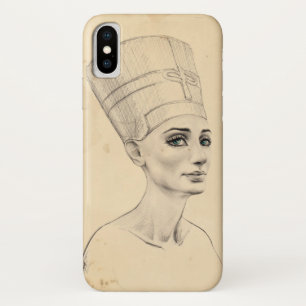 Nefertiti portret tekening Ancient Egypt papyrus iPhone X Hoesje