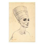 Nefertiti portret tekening Ancient Egypt papyrus Foto Afdruk (Voorkant)