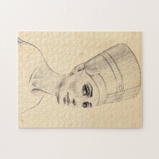 Nefertiti portret tekening Ancient Egypt papyrus Legpuzzel (Horizontaal)