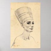 Nefertiti portret tekening Ancient Egypt papyrus Poster (Voorkant)