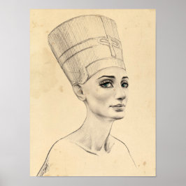 Nefertiti portret tekening Oude Egypte papyrus Poster
