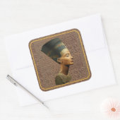 Nefertiti Vierkante Stickers op Hiërogliefenachter (Envelop)
