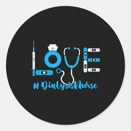 Nefrologie Dialyse Verpleegster Liefde Stethoscoop Ronde Sticker (Voorkant)