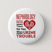 Nefrologie verpleegster bij urineproblemen ronde button 5,7 cm (Voorkant)