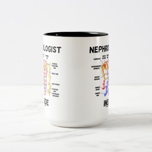 Nefroloog Inside (nieren nefron) Tweekleurige Koffiemok (Center)