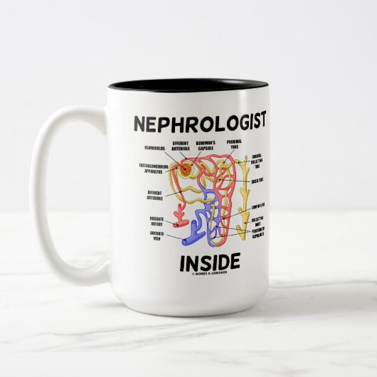 Nefroloog Inside (nieren nefron) Tweekleurige Koffiemok (Links)