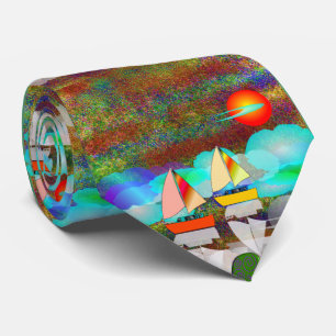 Nefroloog Unique Artsy Zeilboot #45 Stropdas