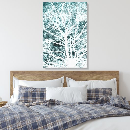 Negatief afbeelding boompatroon canvas afdruk (Insitu (Slaapkamer))