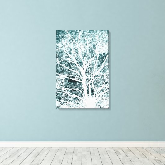 Negatief afbeelding boompatroon canvas afdruk (Insitu (Houten vloer))