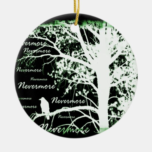 Negatief nachtzicht Nevermore Raven Silhouette Keramisch Ornament (Voorkant)