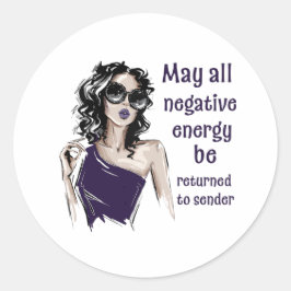 Negatieve energie wordt teruggestuurd naar de afze ronde sticker