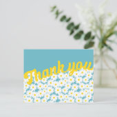 Negatieve Space Daisies Bedankt op blauw Briefkaart (Staand voorkant)