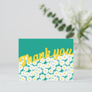 Negatieve Space Daisies Bedankt op groen Briefkaart