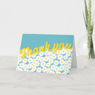Negatieve Space Daisies wit geel op blauw Bedankkaart