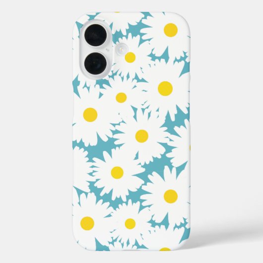 Negatieve Space Daisies wit geel op blauw Case-Mate iPhone Case (Achterkant)