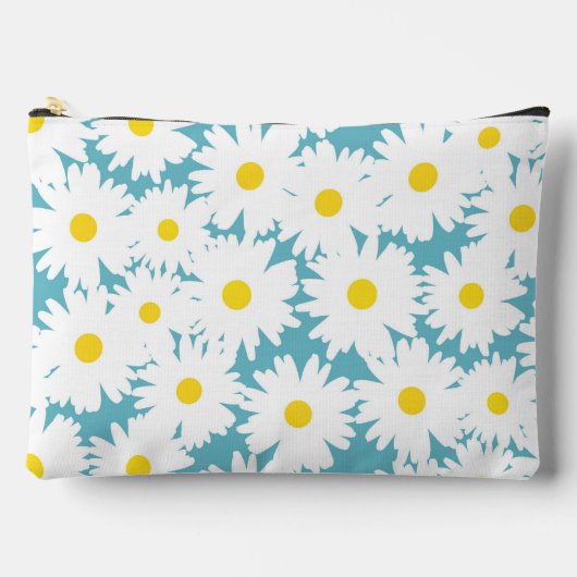 Negatieve Space Daisies wit geel op blauw Etui (Voorkant)