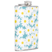 Negatieve Space Daisies wit geel op blauw Heupfles (Rechts)