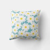 Negatieve Space Daisies wit geel op blauw Kussen (Achterkant)