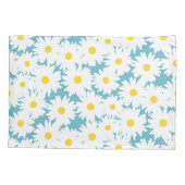 Negatieve Space Daisies wit geel op blauw Kussensloop (Achterkant)