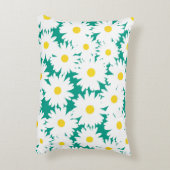 Negatieve Space Daisies wit geel op groen Accent Kussen (Achterkant (Verticaal))