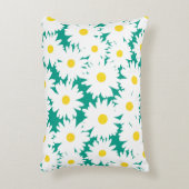 Negatieve Space Daisies wit geel op groen Accent Kussen (Voorkant(Verticaal))