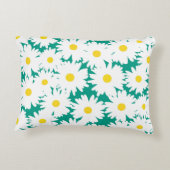 Negatieve Space Daisies wit geel op groen Accent Kussen (Achterkant)