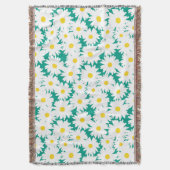 Negatieve Space Daisies wit geel op groen Deken (Voorkant Verticaal)