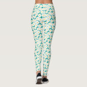 Negatieve Space Daisies wit geel op groen Leggings (Achterkant)