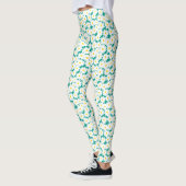 Negatieve Space Daisies wit geel op groen Leggings (Links)