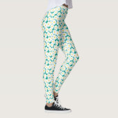 Negatieve Space Daisies wit geel op groen Leggings (Rechts)