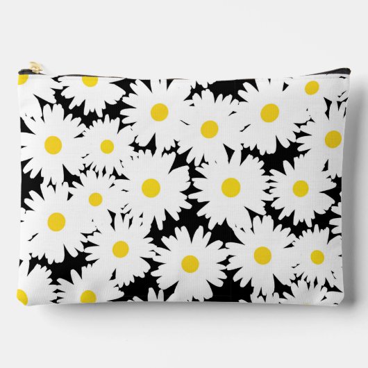 Negatieve Space Daisies wit geel op zwart Etui (Voorkant)