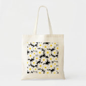 Negatieve Space Daisies wit geel op zwart Tote Bag (Voorkant)