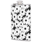 Negatieve Space Daisies wit op zwart Heupfles (Links)