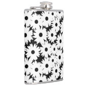 Negatieve Space Daisies wit op zwart Heupfles (Rechts)