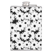 Negatieve Space Daisies wit op zwart Heupfles (Achterkant)