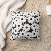 Negatieve Space Daisies wit op zwart Kussen (Deken)