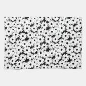 Negatieve Space Daisies wit op zwart Theedoek (Horizontaal)