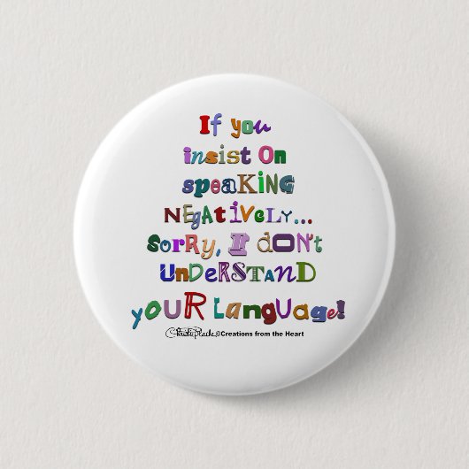 Negatieve taal ronde button 5,7 cm (Voorkant)