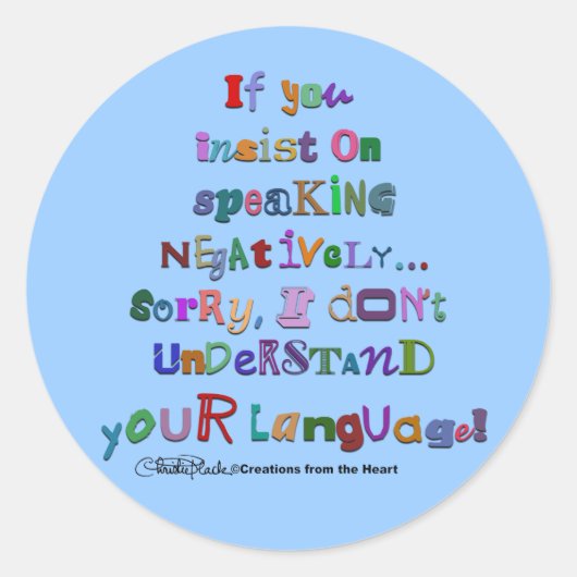 Negatieve taal ronde sticker (Voorkant)