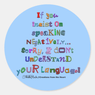 Negatieve taal ronde sticker