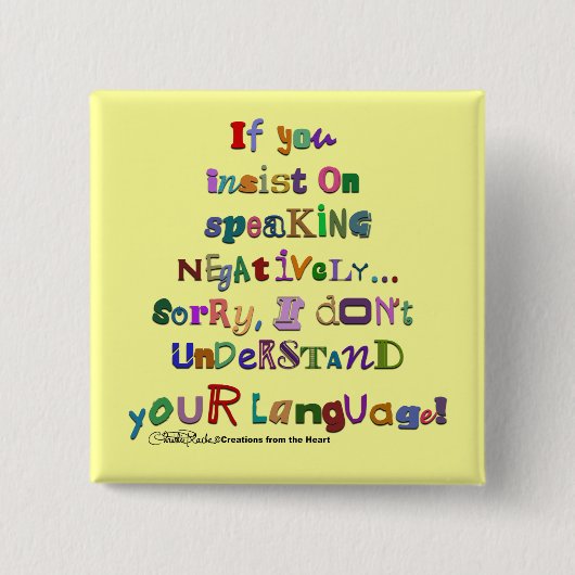 Negatieve taal vierkante button 5,1 cm (Voorkant)